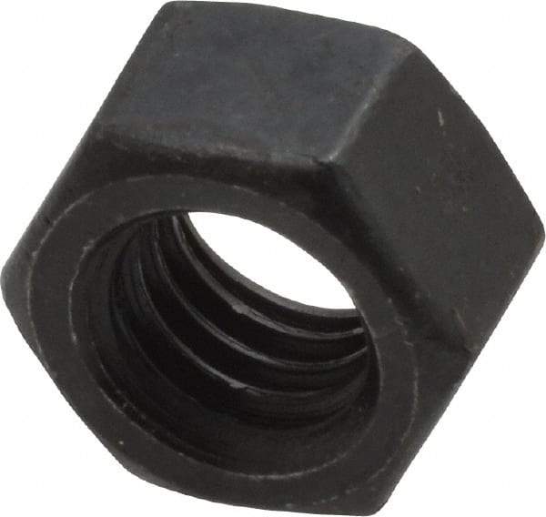Value Collection - 3/8-16 UNC Steel Right Hand Hex Nut - 9/16" Across Flats, 21/64" High, Black Oxide Finish - Industrial Tool & Supply