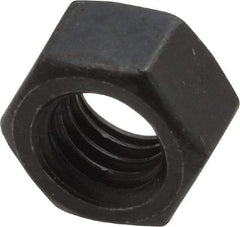 Value Collection - 3/8-16 UNC Steel Right Hand Hex Nut - 9/16" Across Flats, 21/64" High, Black Oxide Finish - Industrial Tool & Supply