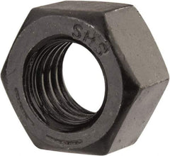 Value Collection - 9/16-12 UNC Steel Right Hand Hex Nut - 7/8" Across Flats, 31/64" High, Black Oxide Finish - Industrial Tool & Supply