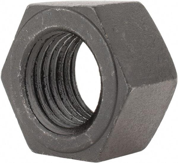 Value Collection - 1-1/2 - 6 UNC Steel Right Hand Hex Nut - 2-1/4" Across Flats, 1-9/32" High, Black Oxide Finish - Industrial Tool & Supply