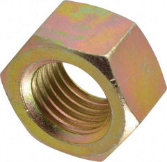 Value Collection - 1-1/4 - 7 UNC Steel Right Hand Hex Nut - 1-7/8" Across Flats, 1-1/16" High, Zinc Yellow Dichromate Finish - Industrial Tool & Supply