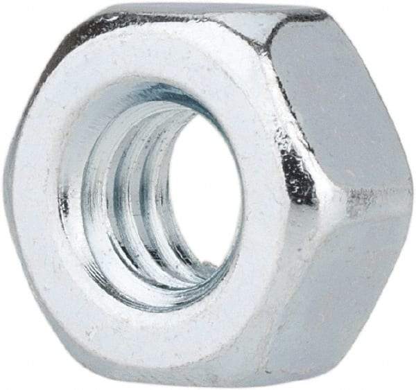 Value Collection - 1/4-20 UNC Steel Right Hand Hex Nut - 7/16" Across Flats, 7/32" High, Zinc-Plated Finish - Industrial Tool & Supply