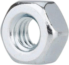 Value Collection - 1/4-20 UNC Steel Right Hand Hex Nut - 7/16" Across Flats, 7/32" High, Zinc-Plated Finish - Industrial Tool & Supply