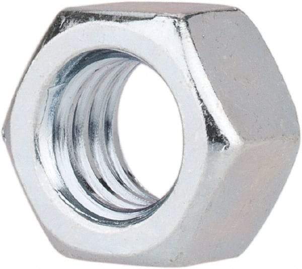 Value Collection - 3/8-16 UNC Steel Right Hand Hex Nut - 9/16" Across Flats, 21/64" High, Zinc-Plated Finish - Industrial Tool & Supply
