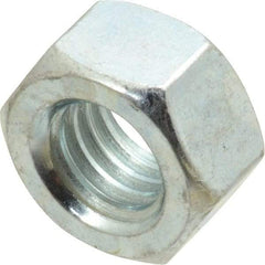 Value Collection - 7/16-14 UNC Steel Right Hand Hex Nut - 11/64" Across Flats, 3/8" High, Zinc-Plated Finish - Industrial Tool & Supply