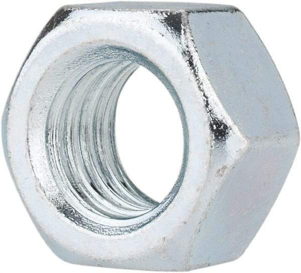 Value Collection - 1/2-13 UNC Steel Right Hand Hex Nut - 3/4" Across Flats, 7/16" High, Zinc-Plated Finish - Industrial Tool & Supply