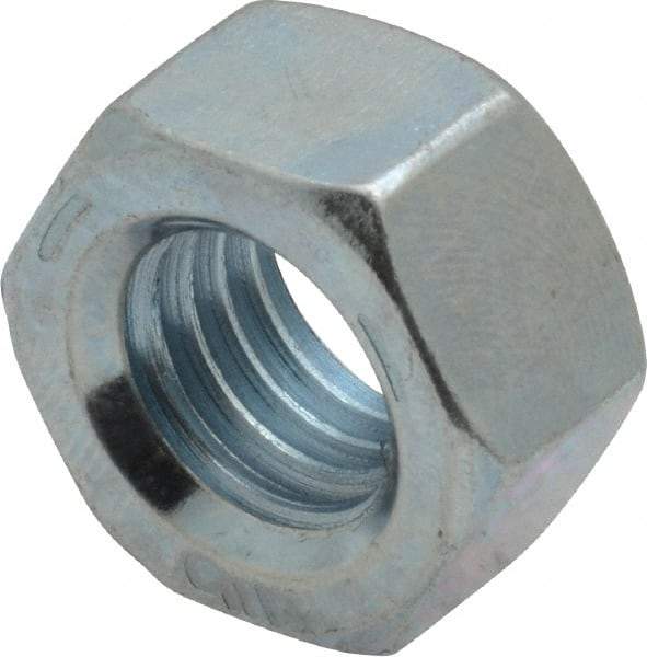 Value Collection - 9/16-12 UNC Steel Right Hand Hex Nut - 7/8" Across Flats, 31/64" High, Zinc-Plated Finish - Industrial Tool & Supply