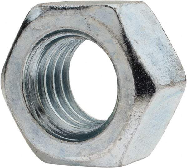 Value Collection - 9/16-12 UN Steel Right Hand Hex Nut - 7/8" Across Flats, 31/64" High, Zinc-Plated Finish - Industrial Tool & Supply