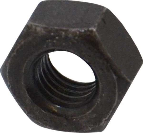 Value Collection - 1/4-28 UNF Steel Right Hand Hex Nut - 7/16" Across Flats, 7/32" High, Black Oxide Finish - Industrial Tool & Supply
