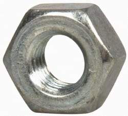 Value Collection - 1/4-28 UNF Steel Right Hand Hex Nut - 7/16" Across Flats, 7/32" High, Zinc-Plated Finish - Industrial Tool & Supply
