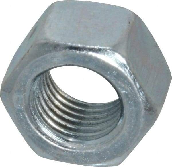 Value Collection - 3/8-24 UN Steel Right Hand Hex Nut - 9/16" Across Flats, 21/64" High, Zinc-Plated Finish - Industrial Tool & Supply