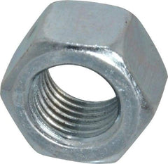 Value Collection - 3/8-24 UN Steel Right Hand Hex Nut - 9/16" Across Flats, 21/64" High, Zinc-Plated Finish - Industrial Tool & Supply