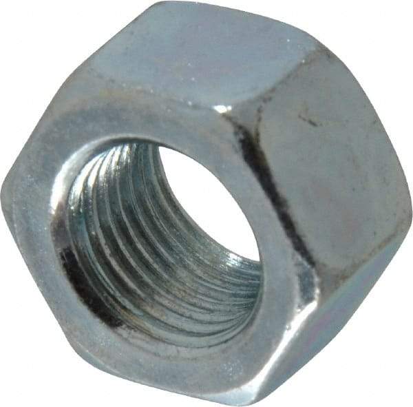 Value Collection - 1/2-20 UN Steel Right Hand Hex Nut - 3/4" Across Flats, 7/16" High, Zinc-Plated Finish - Industrial Tool & Supply