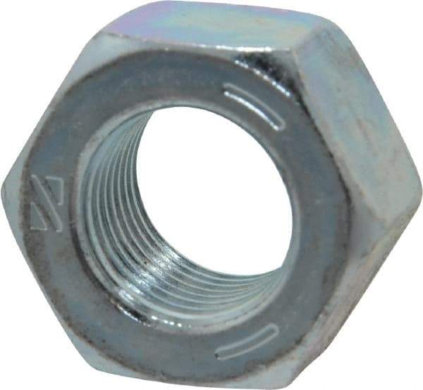 Value Collection - 9/16-18 UNF Steel Right Hand Hex Nut - 7/8" Across Flats, 31/64" High, Zinc-Plated Finish - Industrial Tool & Supply