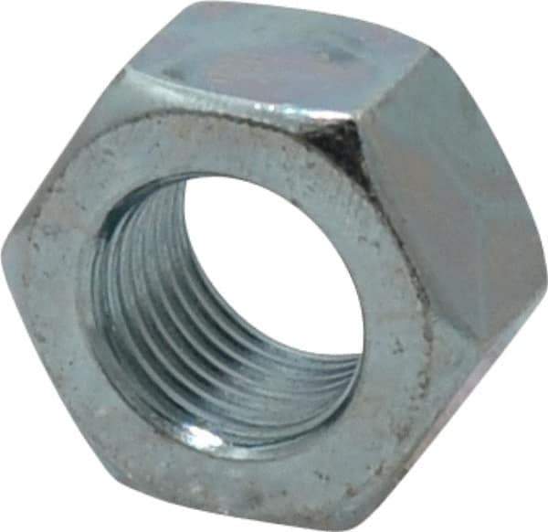 Value Collection - 9/16-18 UN Steel Right Hand Hex Nut - 7/8" Across Flats, 31/64" High, Zinc-Plated Finish - Industrial Tool & Supply