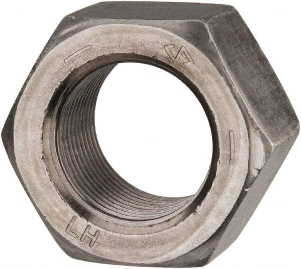 Value Collection - 1-14 UNF Steel Left Hand Hex Nut - 1-1/2" Across Flats, 55/64" High, Uncoated - Industrial Tool & Supply