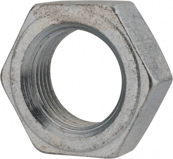 Value Collection - 1-1/8 - 12 UNF Steel Right Hand Hex Jam Nut - 1-11/16" Across Flats, 39/64" High, Zinc Clear Finish - Industrial Tool & Supply