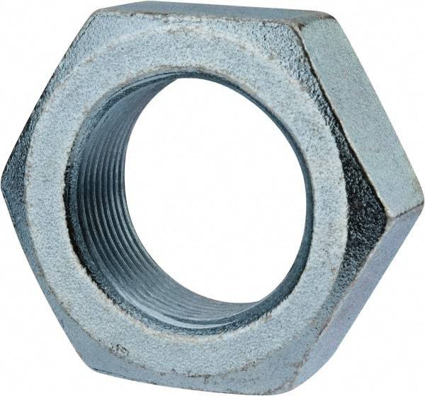 Value Collection - 1-1/2 - 12 UN Steel Right Hand Hex Jam Nut - 2-1/4" Across Flats, 27/32" High, Zinc-Plated Finish - Industrial Tool & Supply