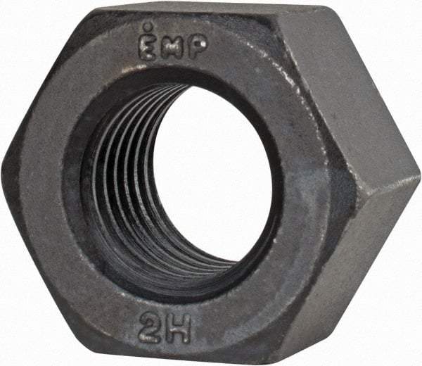 Value Collection - 1-1/8 - 7 UNC Steel Right Hand Heavy Hex Nut - 1-13/16" Across Flats, 1-7/64" High, Uncoated, 2B Class of Fit - Industrial Tool & Supply