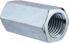 Value Collection - 1-1/8 - 7 UNC, 3" OAL Steel Standard Coupling Nut - Zinc-Plated Finish, 1-1/2" Width Across Flats - Industrial Tool & Supply