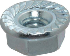 Value Collection - #10-24, 1/2" Flange Diam, Serrated Flange Nut - Grade Grade 2 Steel, Zinc-Plated Finish, 7/32" Flange Height - Industrial Tool & Supply