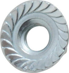 Value Collection - 1/4-20, 19/32" Flange Diam, Serrated Flange Nut - Grade Grade 2 Steel, Zinc-Plated Finish, 0.236" Flange Height - Industrial Tool & Supply