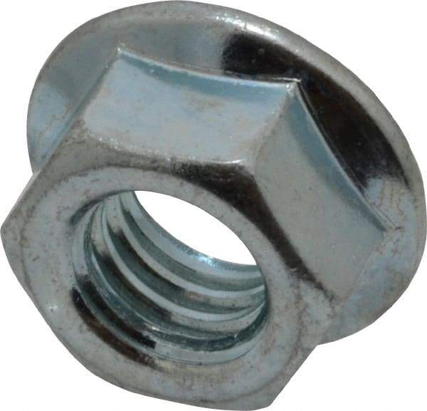 Value Collection - 3/8-16, 3/4" Flange Diam, Serrated Flange Nut - Grade Grade 2 Steel, Zinc-Plated Finish, 0.347" Flange Height - Industrial Tool & Supply