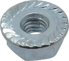 Value Collection - #10-32, 1/2" Flange Diam, Serrated Flange Nut - Grade Grade 2 Steel, Zinc-Plated Finish, 7/32" Flange Height - Industrial Tool & Supply