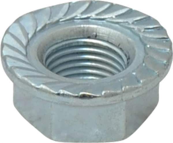 Value Collection - 1/2-20, 1.031" Flange Diam, Serrated Flange Nut - Grade Grade 2 Steel, Zinc-Plated Finish, 0.458" Flange Height - Industrial Tool & Supply