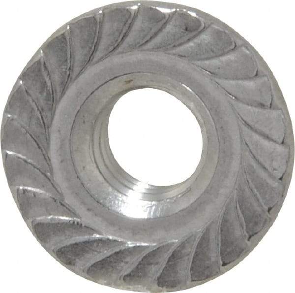 Value Collection - 1/4-20, 19/32" Flange Diam, Serrated Flange Nut - Grade 18-8 Stainless Steel, 0.236" Flange Height - Industrial Tool & Supply