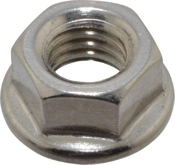 Value Collection - 3/8-16, 3/4" Flange Diam, Serrated Flange Nut - Grade 18-8 Stainless Steel, 0.347" Flange Height - Industrial Tool & Supply