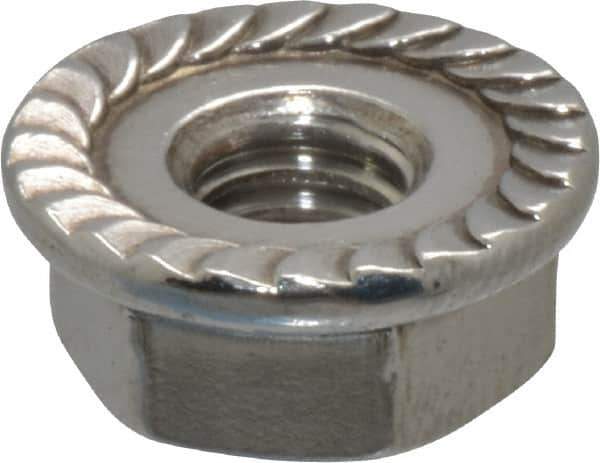 Value Collection - #10-32, 1/2" Flange Diam, Serrated Flange Nut - Grade 18-8 Stainless Steel, 7/32" Flange Height - Industrial Tool & Supply
