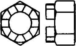 Value Collection - 3/4-16 UNF Grade 5 Steel Castle Locknut - 1-1/8" Width Across Flats, 13/16" High, Uncoated - Industrial Tool & Supply