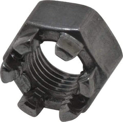 Value Collection - 3/8-24 UNF Grade 5 Steel Castle Locknut - 9/16" Width Across Flats, 13/32" High, Uncoated - Industrial Tool & Supply