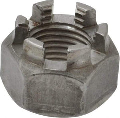 Value Collection - 1/2-20 UNF Grade 5 Steel Castle Locknut - 3/4" Width Across Flats, 9/16" High, Uncoated - Industrial Tool & Supply