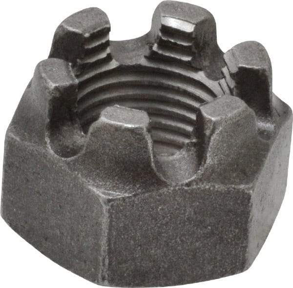 Value Collection - 9/16-18 UNF Grade 5 Steel Castle Locknut - 7/8" Width Across Flats, 39/64" High, Uncoated - Industrial Tool & Supply