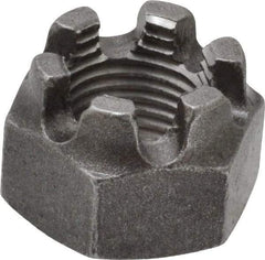 Value Collection - 9/16-18 UNF Grade 5 Steel Castle Locknut - 7/8" Width Across Flats, 39/64" High, Uncoated - Industrial Tool & Supply
