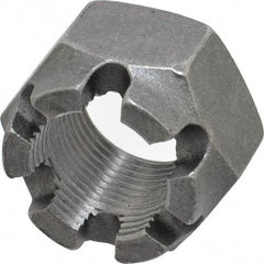 Value Collection - 1-14 UNF Grade 5 Steel Castle Locknut - 1-1/2" Width Across Flats, 1" High, Uncoated - Industrial Tool & Supply