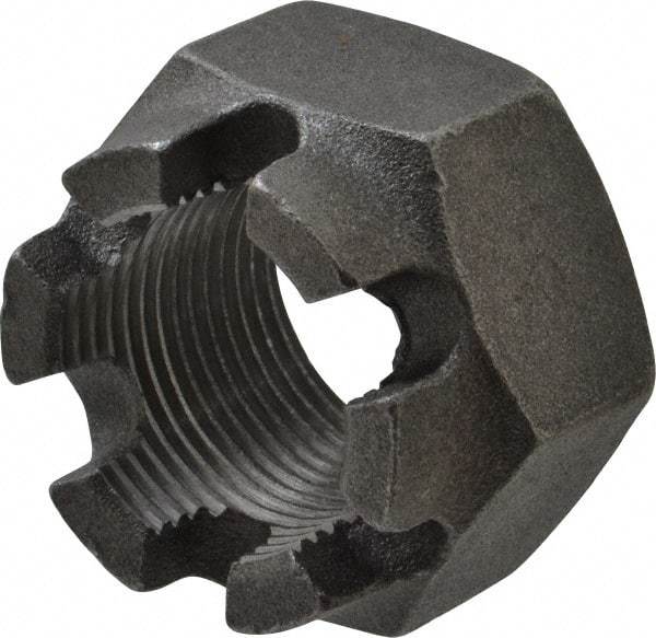 Value Collection - 1-1/4 - 12 UNF Grade 5 Steel Castle Locknut - 1-7/8" Width Across Flats, 1-1/4" High, Uncoated - Industrial Tool & Supply