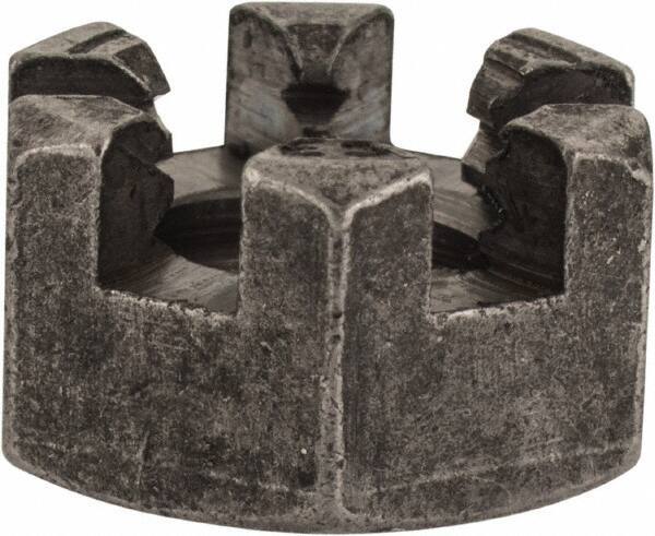 Value Collection - 3/8-16 UNC Grade 2 Steel Slotted Locknut - 9/16" Width Across Flats, 21/64" High, Uncoated - Industrial Tool & Supply