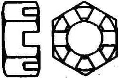 Value Collection - 7/16-14 UNC Grade 2 Steel Slotted Locknut - 11/16" Width Across Flats, 3/8" High, Uncoated - Industrial Tool & Supply