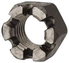 Value Collection - 1-8 UNC Grade 2 Steel Slotted Locknut - 1-1/2" Width Across Flats, 55/64" High, Uncoated - Industrial Tool & Supply