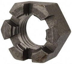 Value Collection - 1-1/8 - 7 UNC Grade 2 Steel Slotted Locknut - 1-11/16" Width Across Flats, 29/32" High, Uncoated - Industrial Tool & Supply