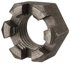 Value Collection - 1-1/4 - 7 UNC Grade 2 Steel Slotted Locknut - 1-7/8" Width Across Flats, 1-1/16" High, Uncoated - Industrial Tool & Supply