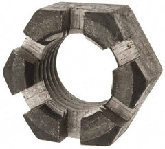 Value Collection - 1-3/8 - 6 UNC Grade 2 Steel Slotted Locknut - 4-1/2" Width Across Flats, 2-37/64" High, Uncoated - Industrial Tool & Supply