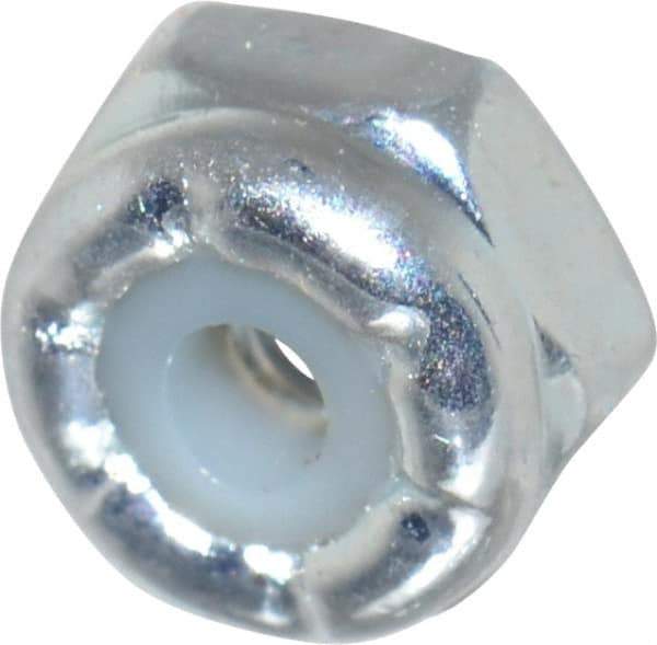 Value Collection - #2-56 UNC Grade 2 Hex Lock Nut with Nylon Insert - 1/4" Width Across Flats, 5/32" High, Zinc-Plated Finish - Industrial Tool & Supply