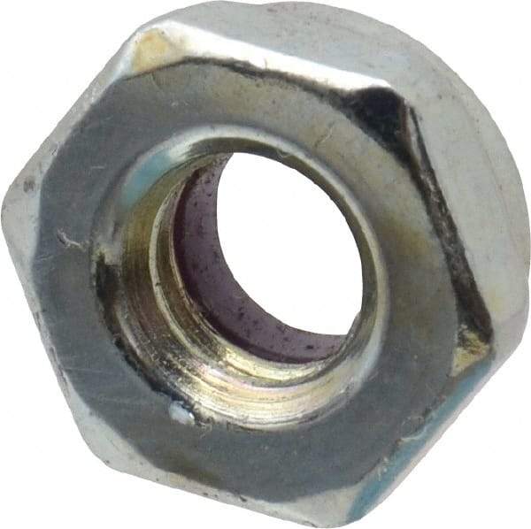 Value Collection - 1/4-20 UNC Grade 2 Hex Jam Lock Nut with Nylon Insert - 7/16" Width Across Flats, 7/32" High, Zinc-Plated Finish - Industrial Tool & Supply