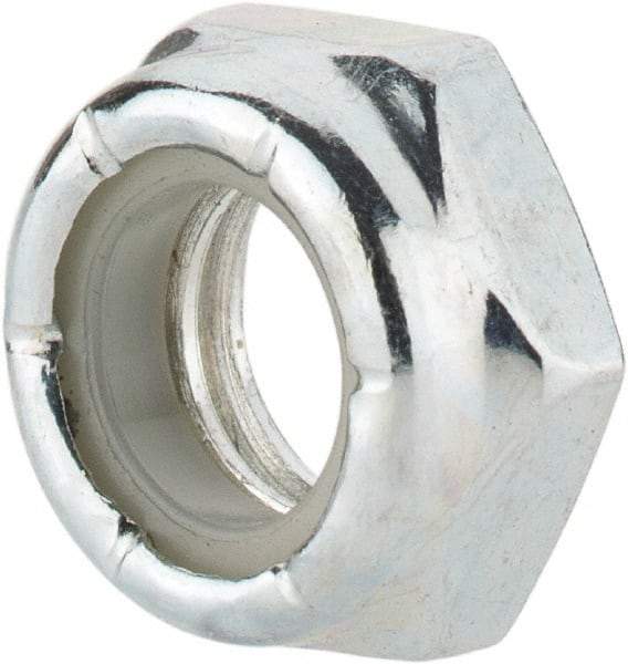 Value Collection - 3/8-16 UNC Grade 2 Hex Jam Lock Nut with Nylon Insert - 9/16" Width Across Flats, 9/32" High, Zinc-Plated Finish - Industrial Tool & Supply