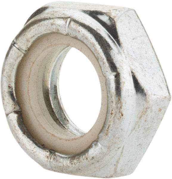Value Collection - 9/16-12 UNC Grade 2 Hex Jam Lock Nut with Nylon Insert - 7/8" Width Across Flats, 23/64" High, Zinc-Plated Finish - Industrial Tool & Supply