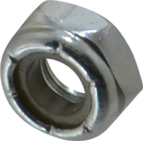 Value Collection - 1/4-28 UNF Grade 2 Hex Jam Lock Nut with Nylon Insert - 7/16" Width Across Flats, 7/32" High, Zinc-Plated Finish - Industrial Tool & Supply